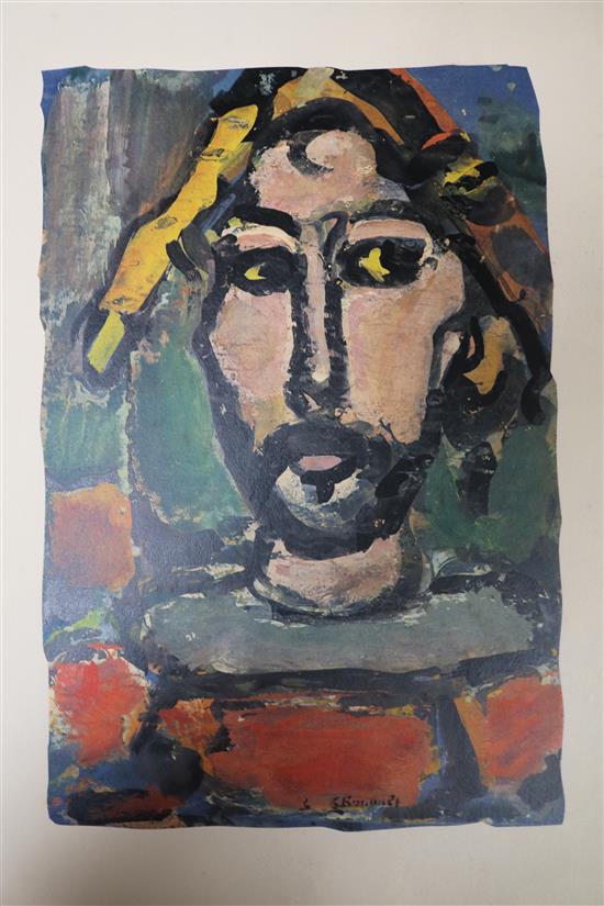 Folio unframed works including Leon Hamonet watercolours